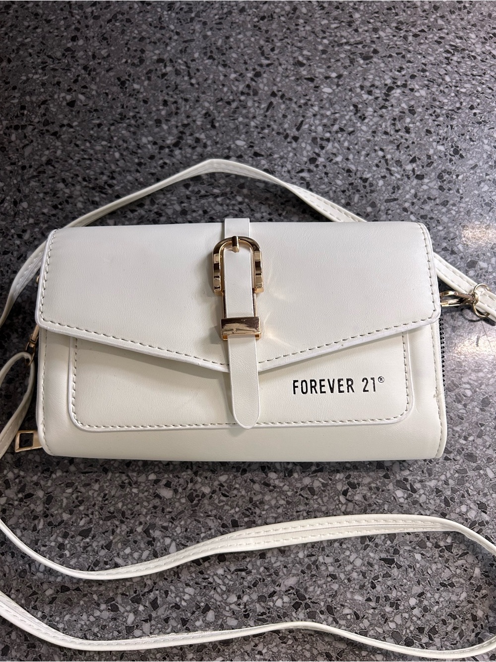 Forever 21 White Crossbody Bag with Gold Buckle - Picture 2 of 5